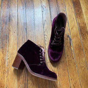 Vintage Topshop Burgundy Velvet High-heel Oxfords, US size 8